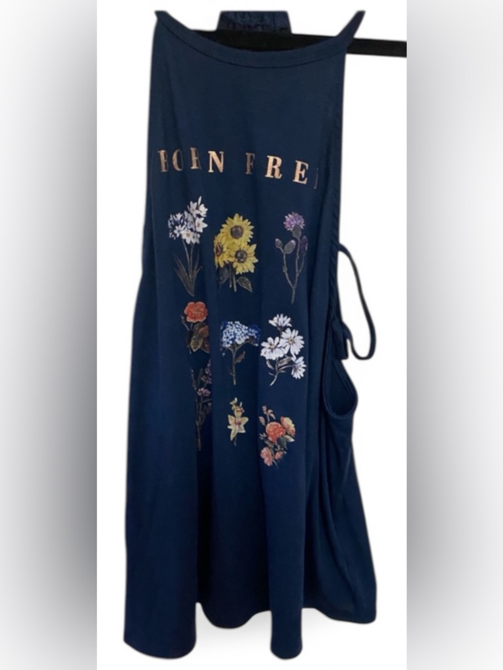 No Boundaries Navy Blue Floral Graphic Tank Top
